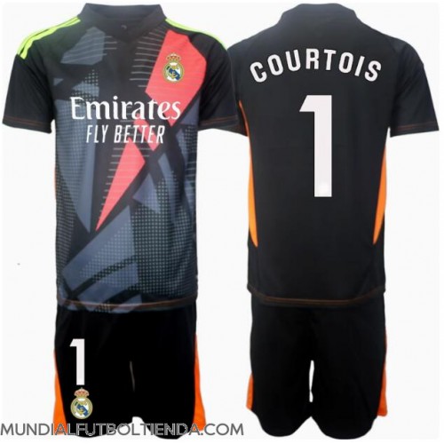 Camiseta Real Madrid Thibaut Courtois #1 Portero Segunda Equipación Replica 2024-25 para niños mangas cortas (+ Pantalones cortos)